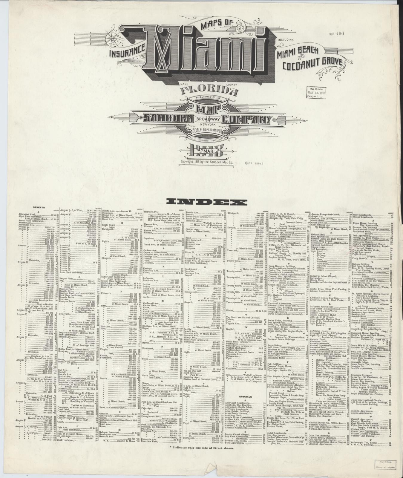Sanborn Fire Insurance Map from Miami, Dade County, Florida.