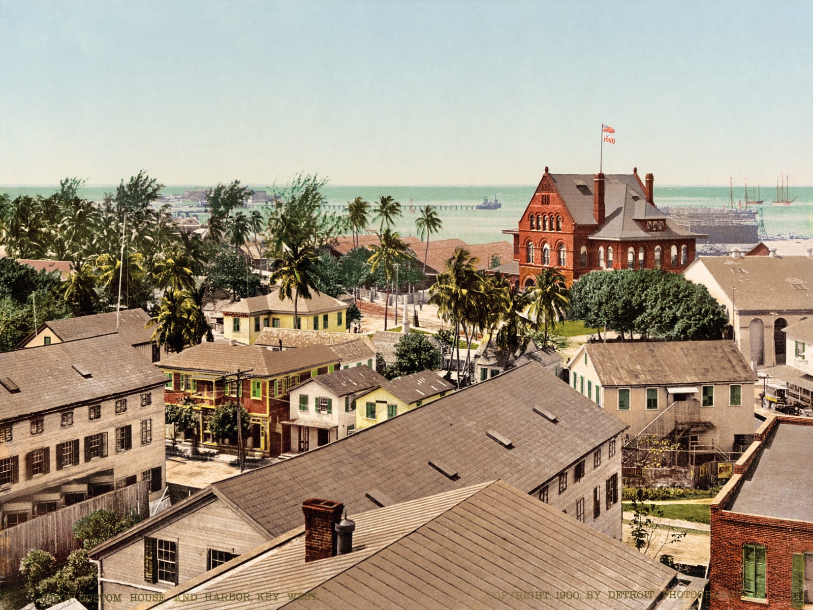 Custom House and harbor, Key West, Florida, 1900