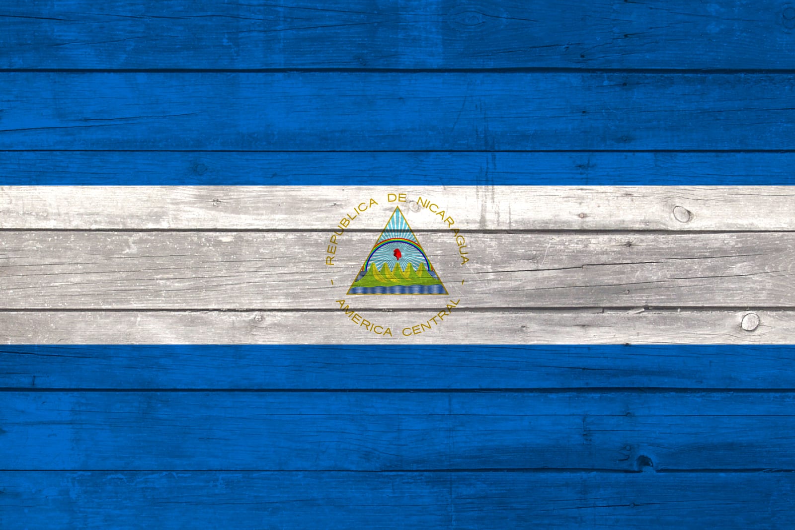 Nicaragua National Flag on Wood Canvas Print