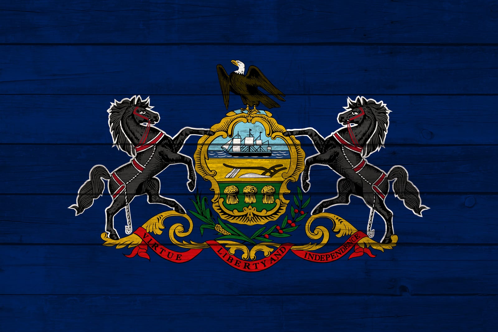 Pennsylvania State Flag on Wood Canvas Print