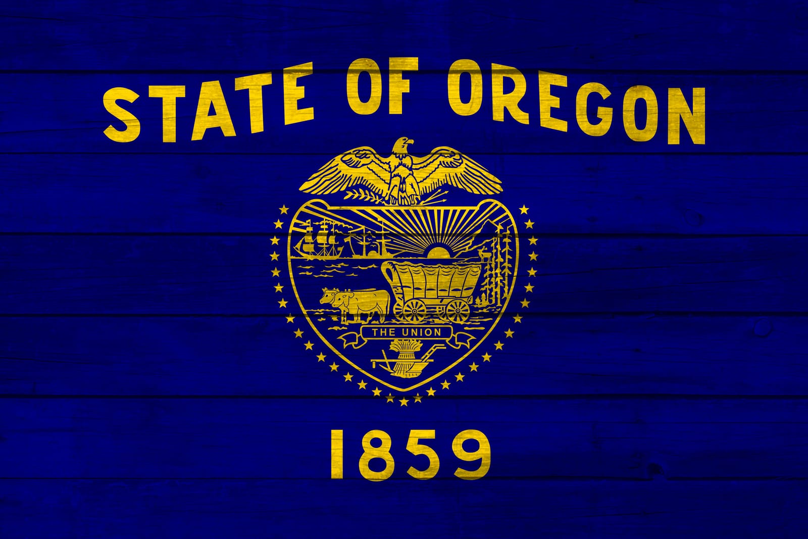 Oregon State Flag on Wood Canvas Print