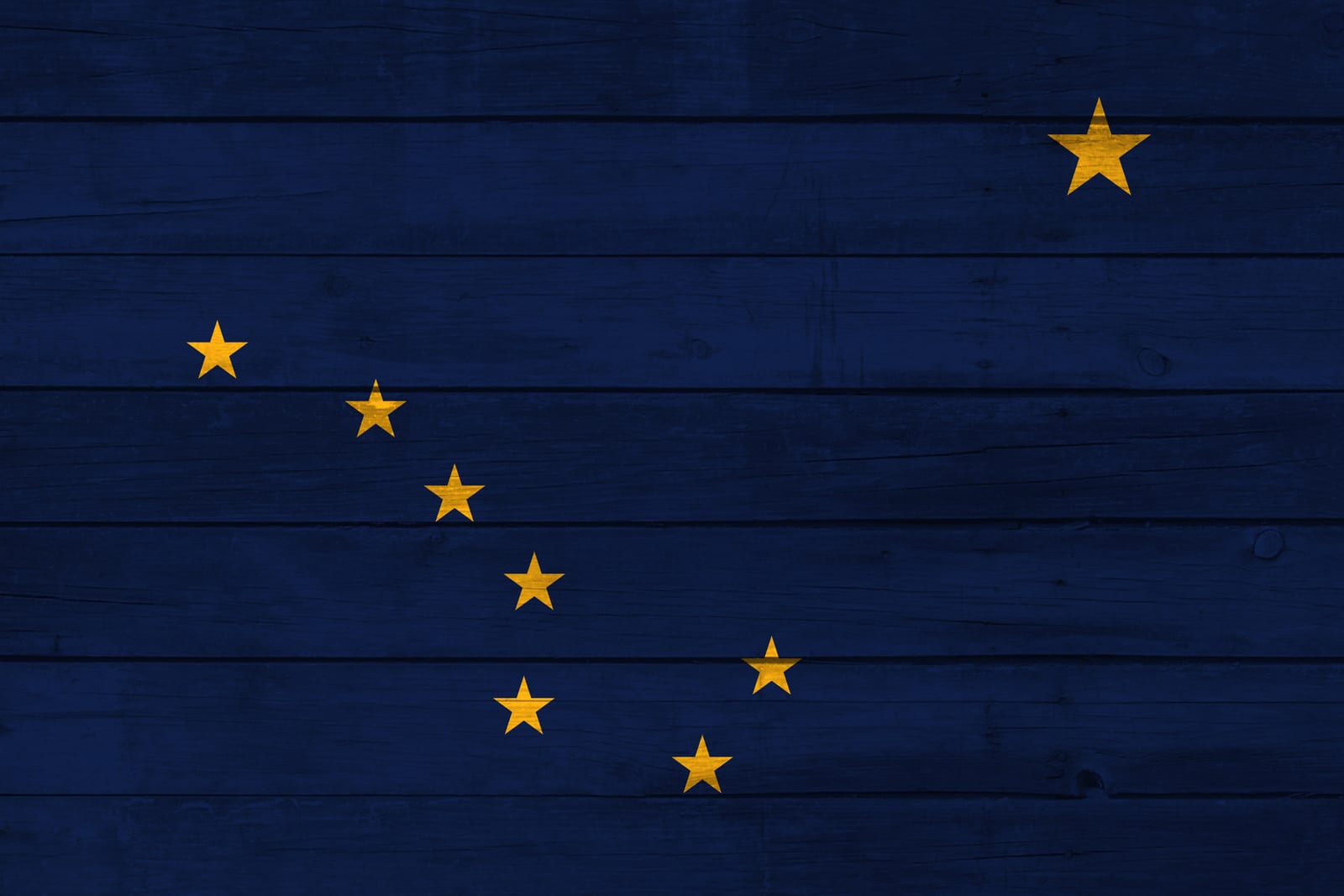 Alaska State Flag on Wood Canvas Print