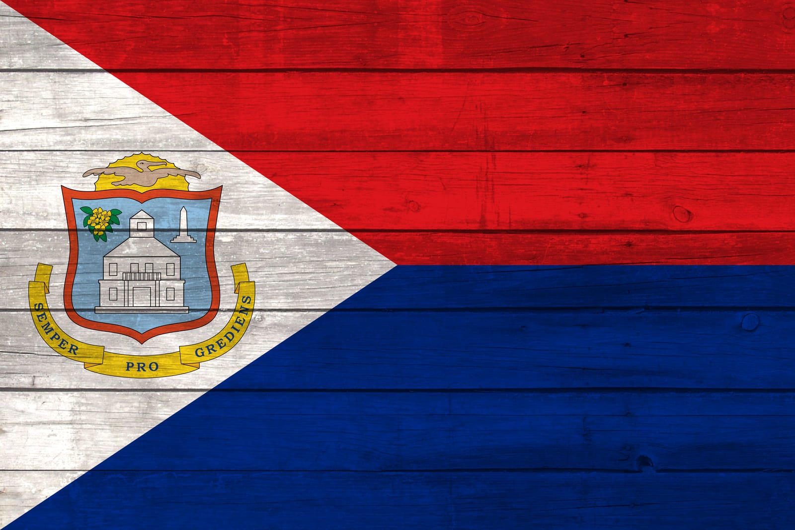 Sint Maarten Flag on Wood Canvas Print
