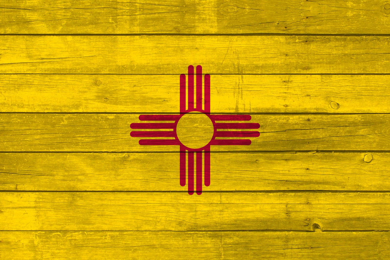 New Mexico State Flag on Wood Canvas Print