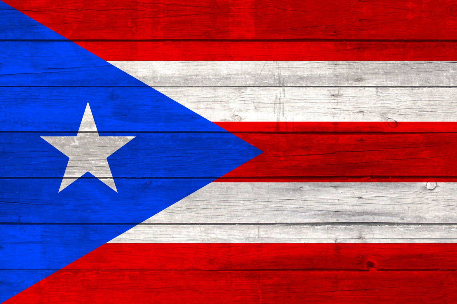 Puerto Rico Flag on Wood Canvas Print