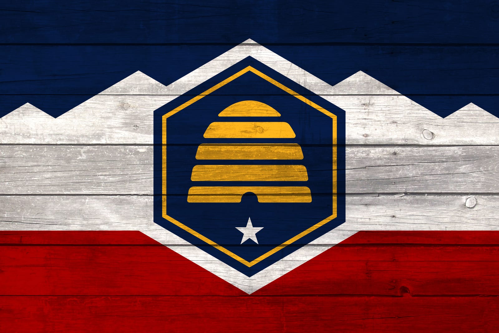 Utah State Flag on Wood Canvas Print