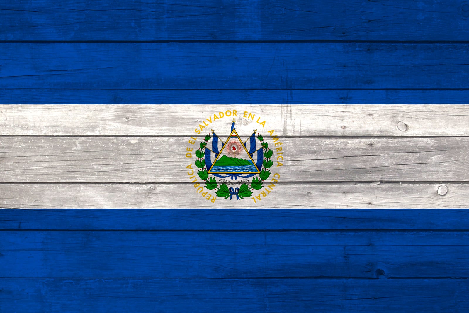 El Salvador National Flag on Wood Canvas Print