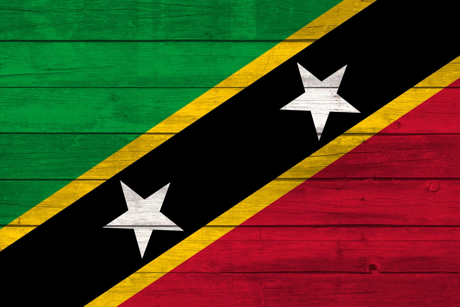 Saint Kitts and Nevis National Flag on Wood Canvas Print