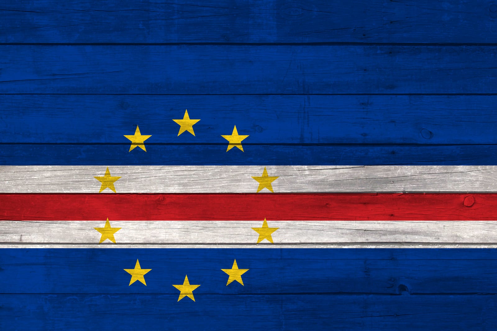 Cape Verde National Flag on Wood Canvas Print