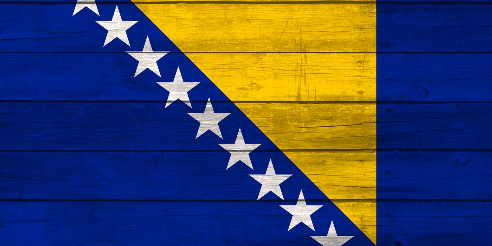 Bosnia and Herzegovina National Flag on Wood Canvas Print