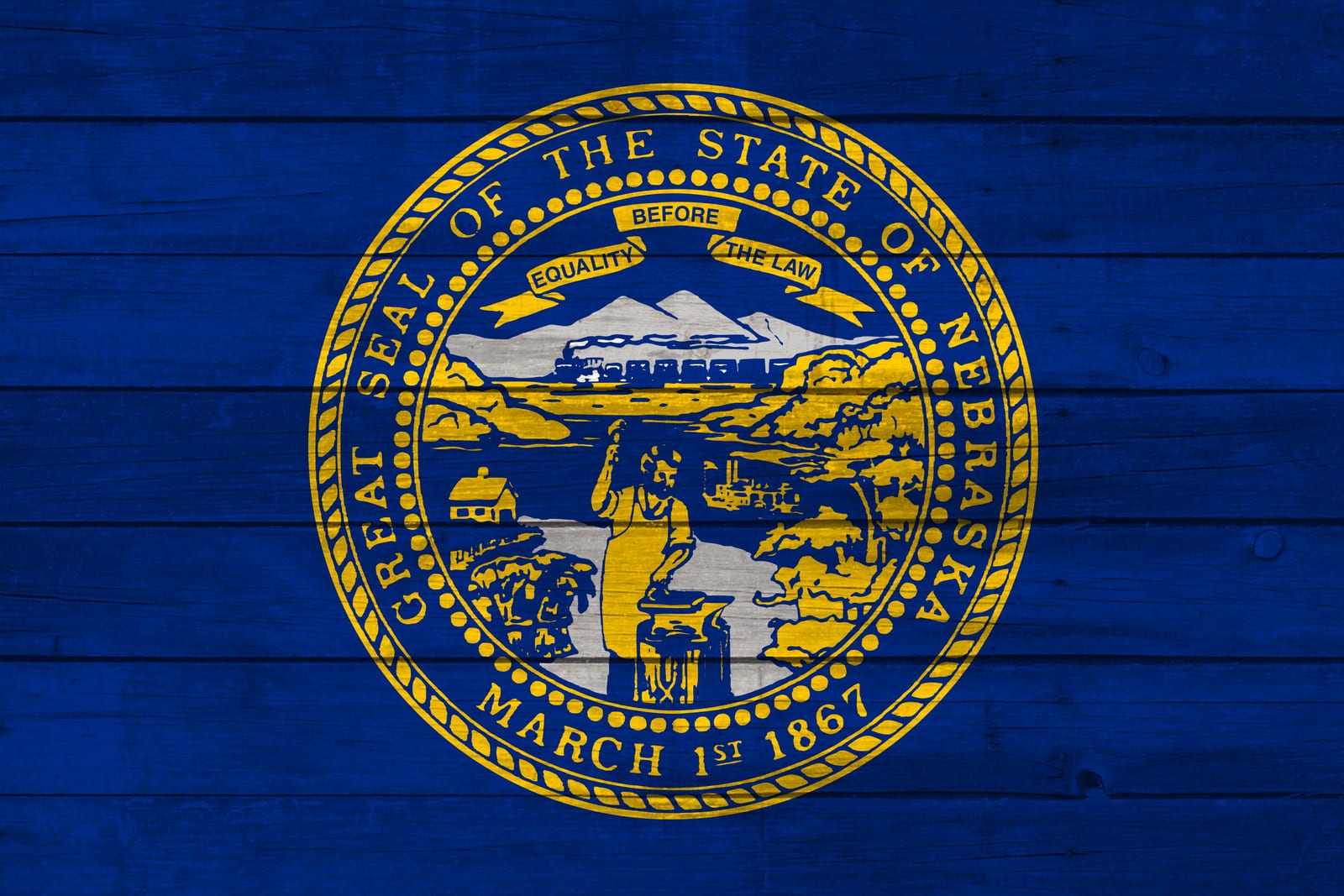 Nebraska State Flag on Wood Canvas Print