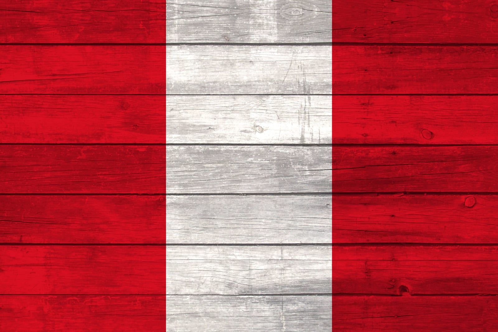 Peru National Flag on Wood Canvas Print