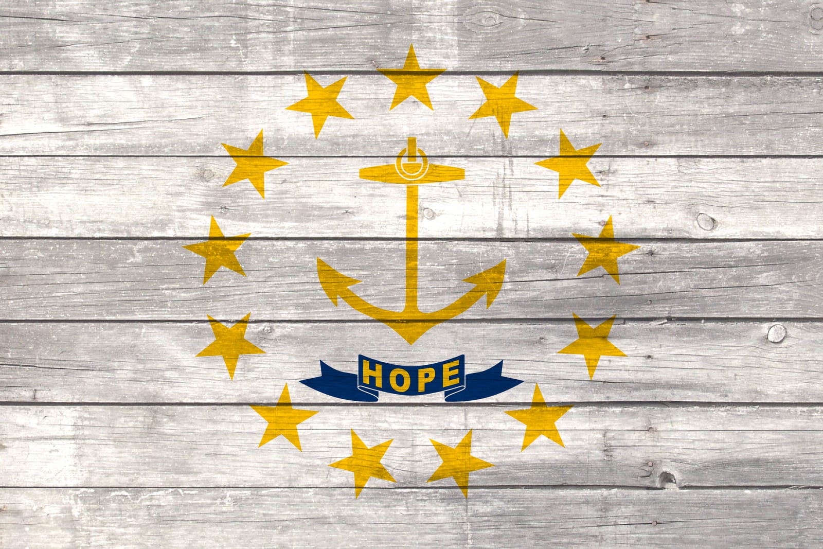 Rhode Island State Flag on Wood Canvas Print