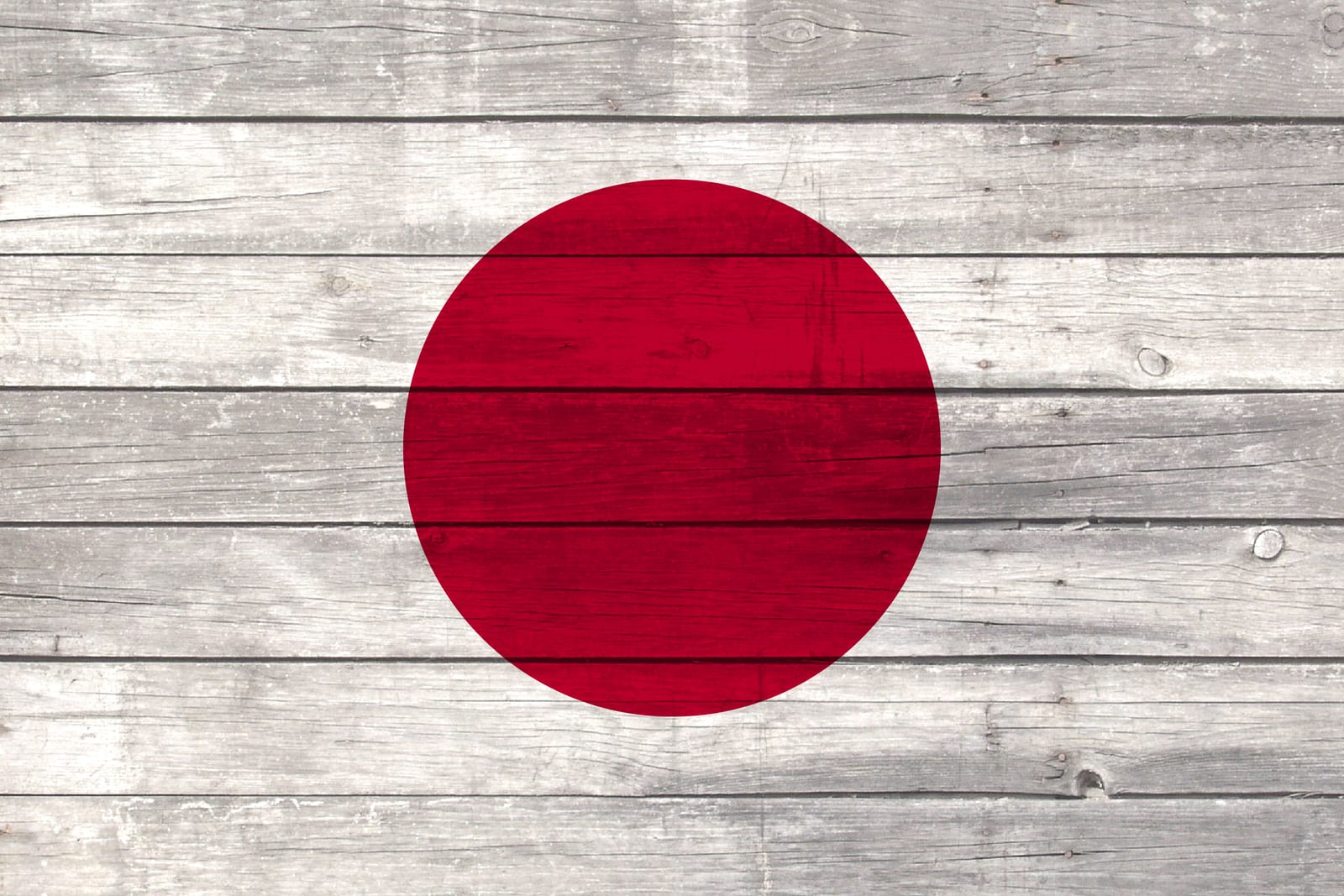 Japan National Flag on Wood Canvas Print