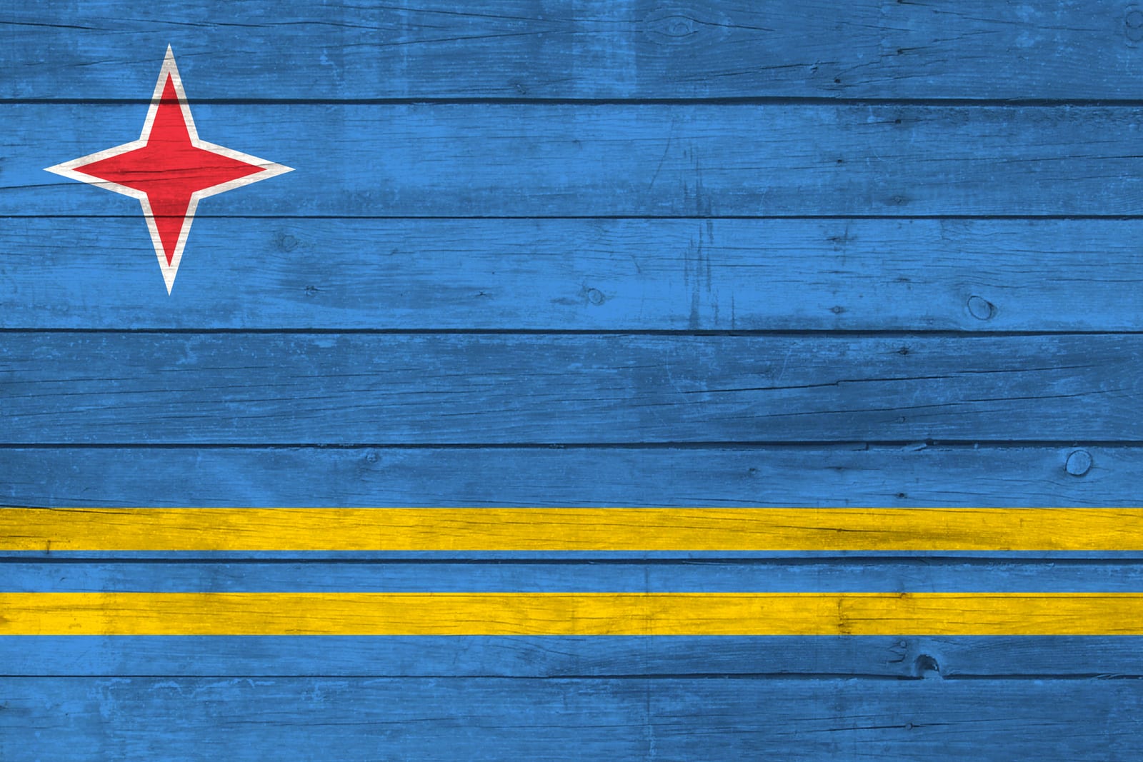 Aruba Flag on Wood Canvas Print