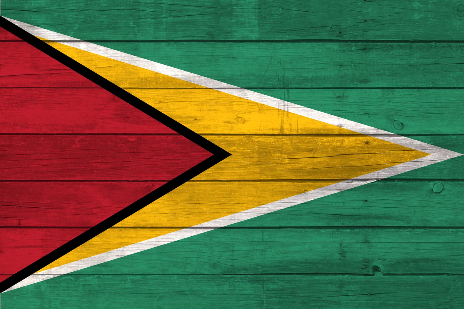 Guyana National Flag on Wood Canvas Print