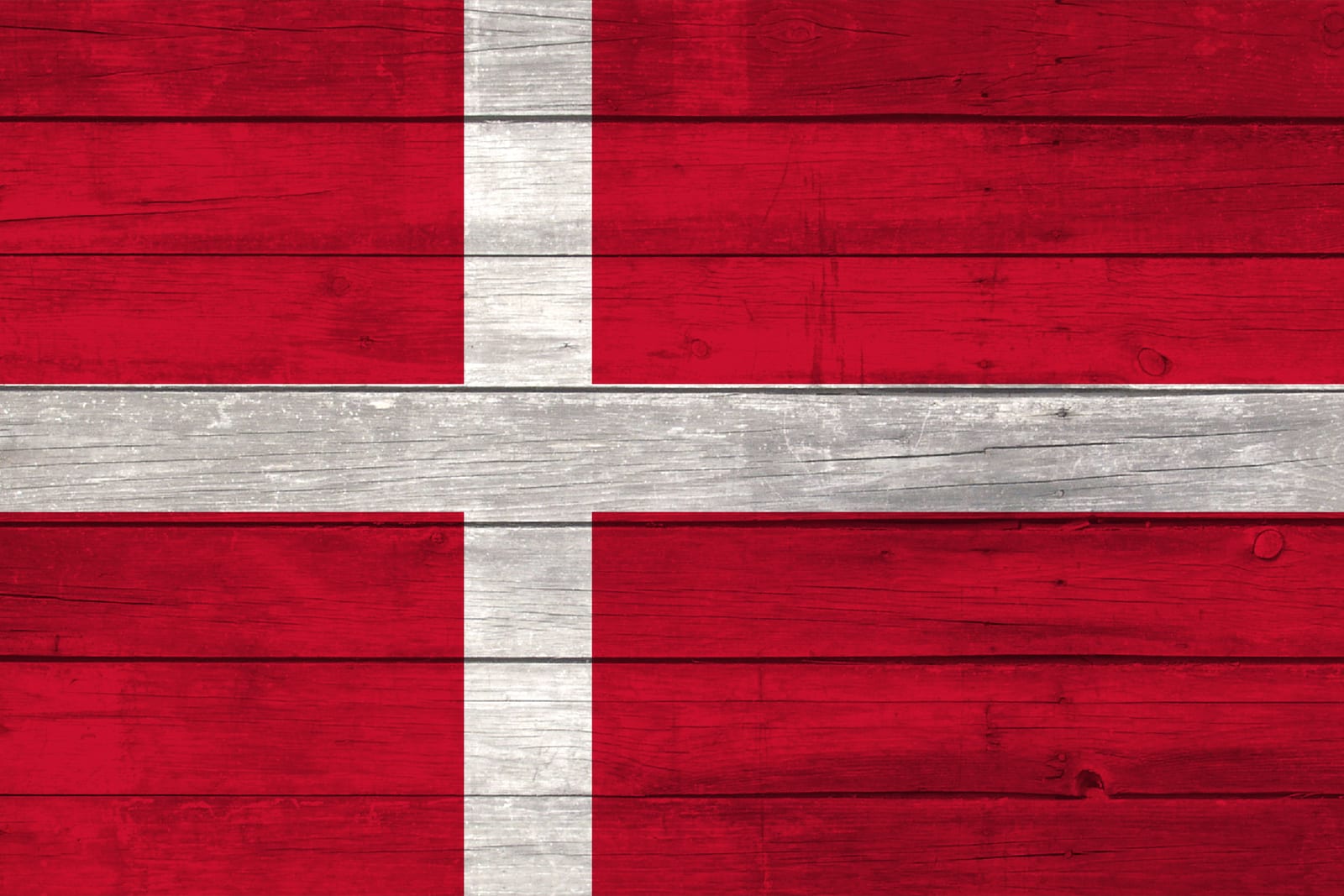 Denmark National Flag on Wood Canvas Print