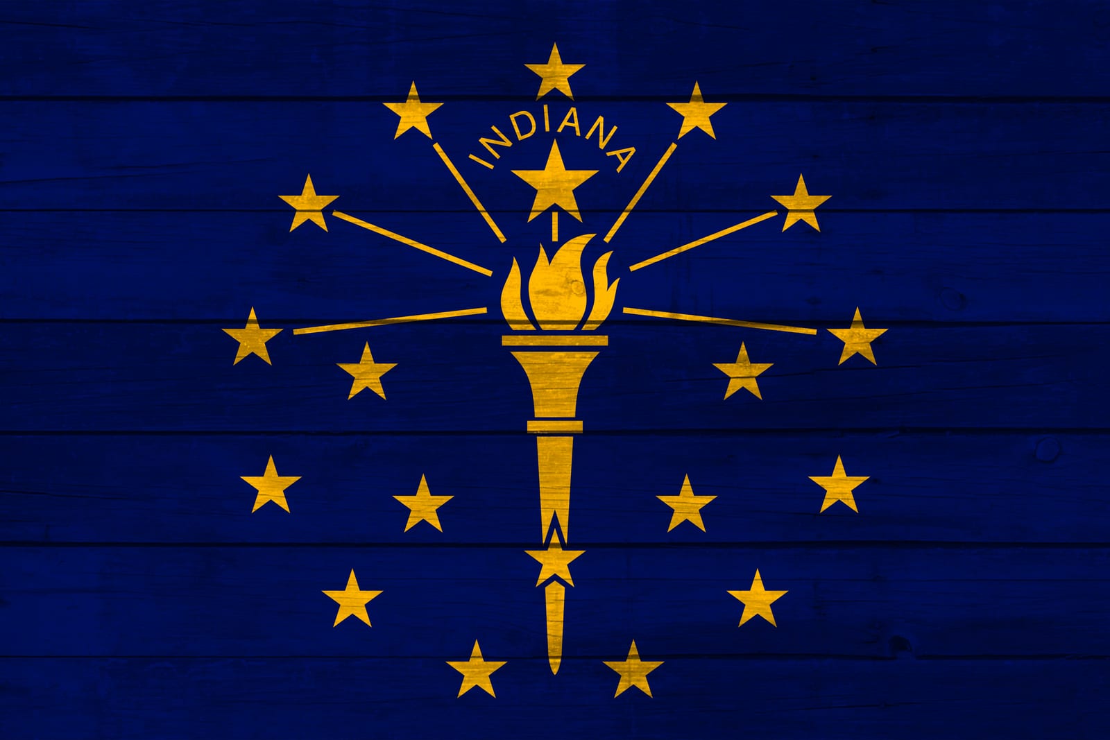 Indiana State Flag on Wood Canvas Print