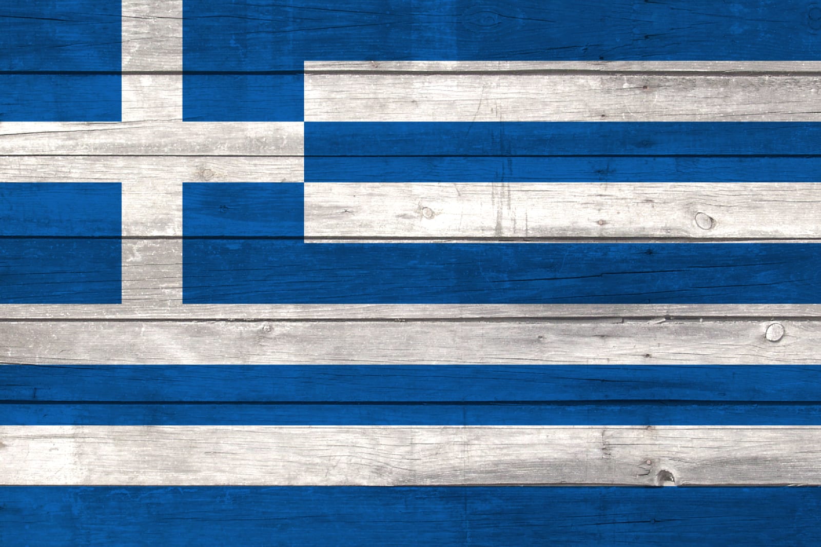 Greece National Flag on Wood Canvas Print