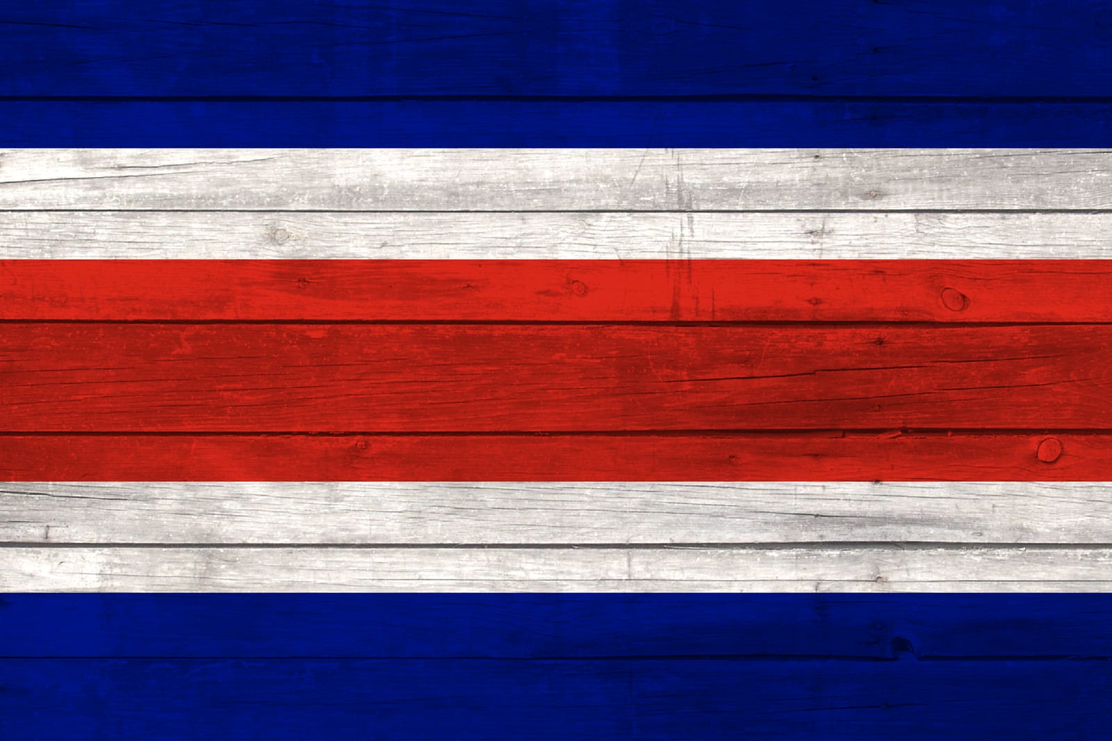 Costa Rica National Flag on Wood Canvas Print