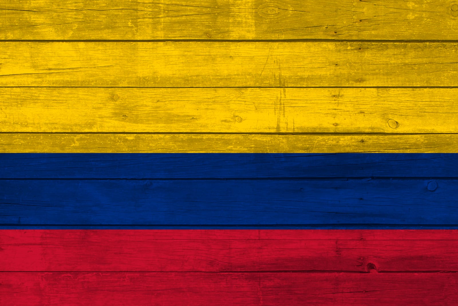 Colombia National Flag on Wood Canvas Print