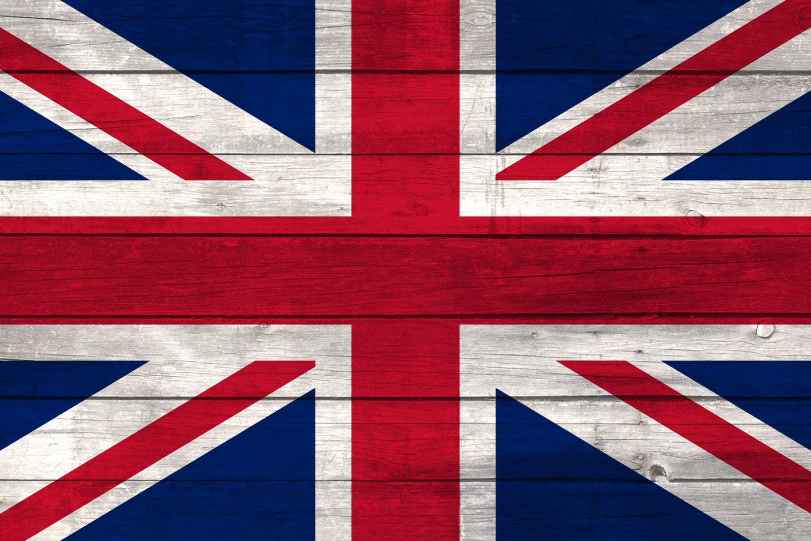 Great Britain Flag on Wood Canvas Print
