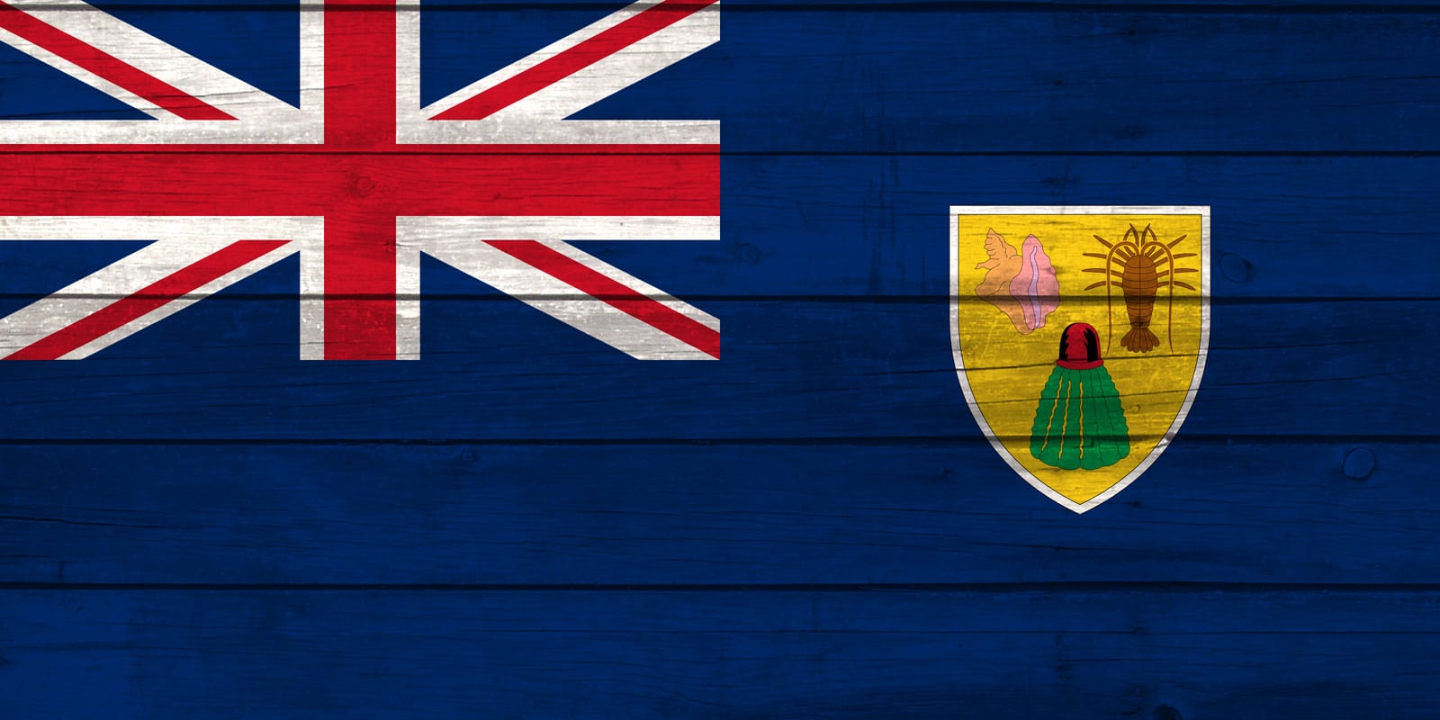 Turks and Caicos Flag on Wood Canvas Print