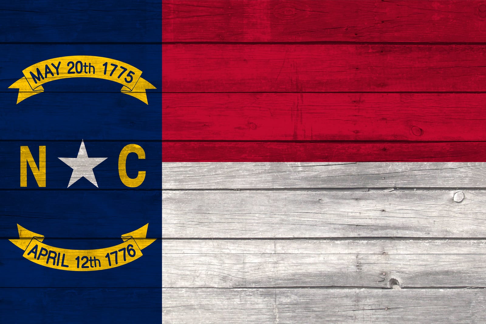 North Carolina State Flag on Wood Canvas Print
