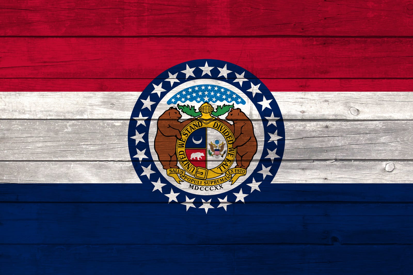 Missouri State Flag on Wood Canvas Print