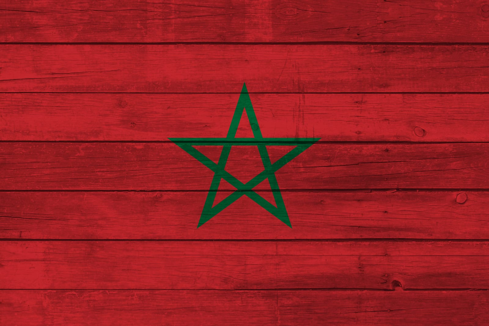 Morocco National Flag on Wood Canvas Print
