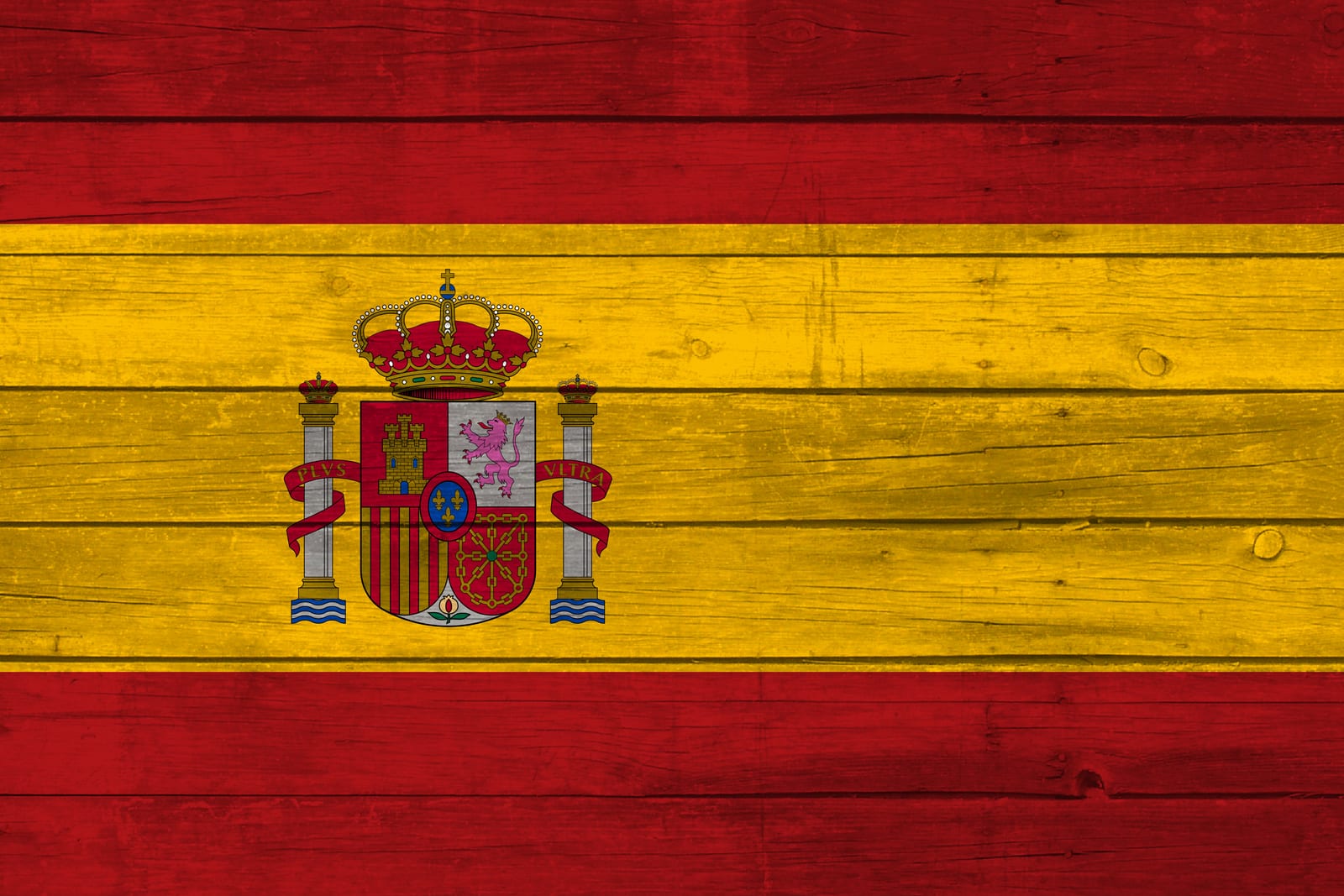 Spain National Flag on Wood Canvas Print