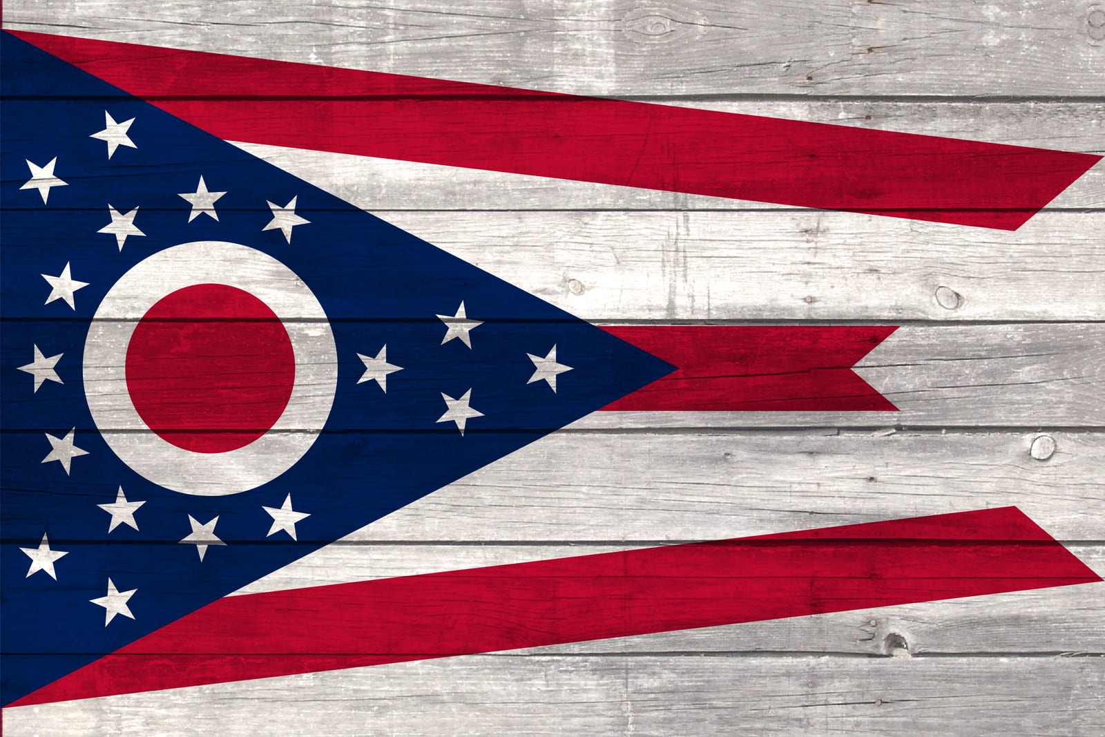 Ohio State Flag on Wood Canvas Print