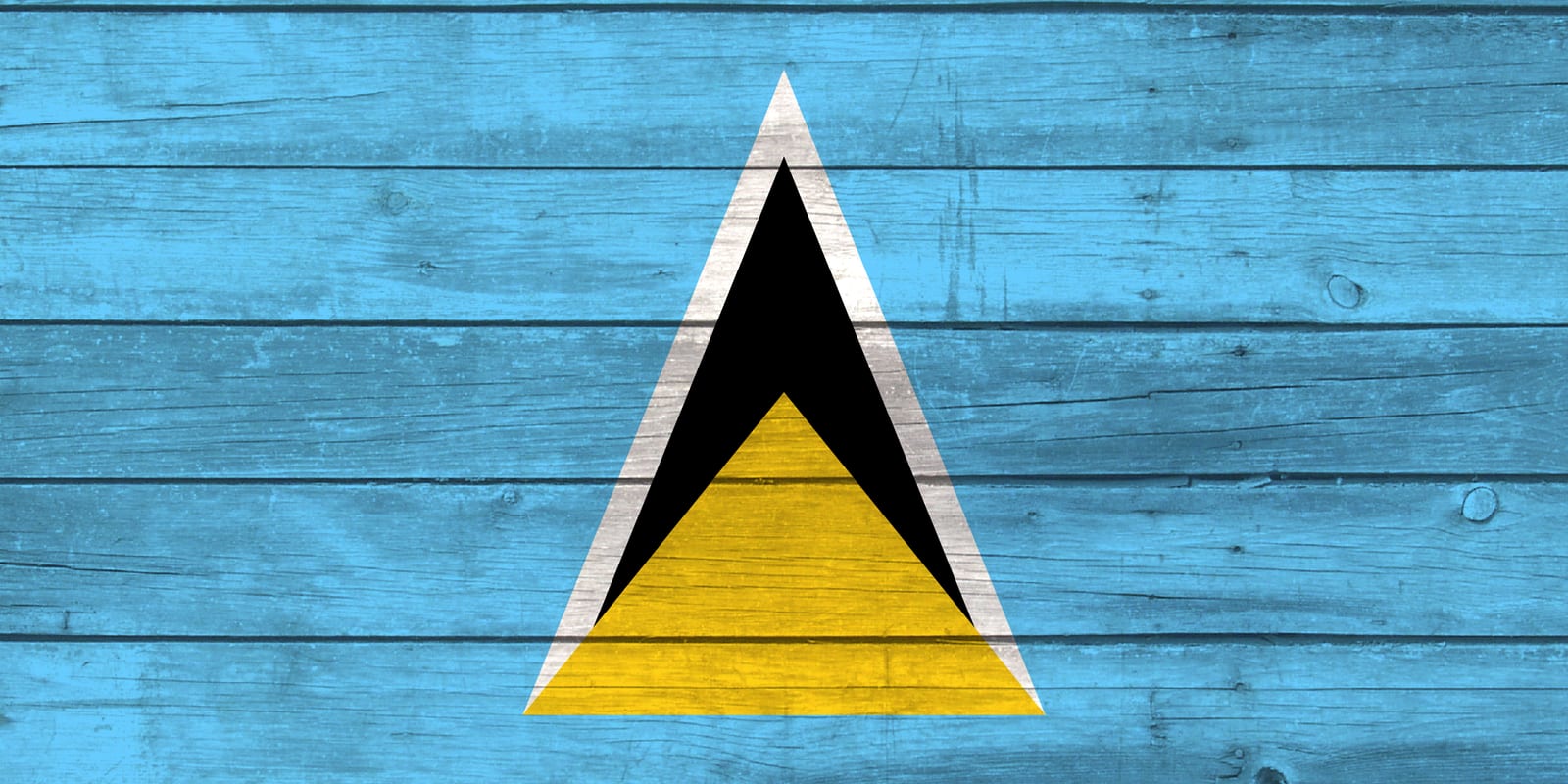Saint Lucia National Flag on Wood Canvas Print
