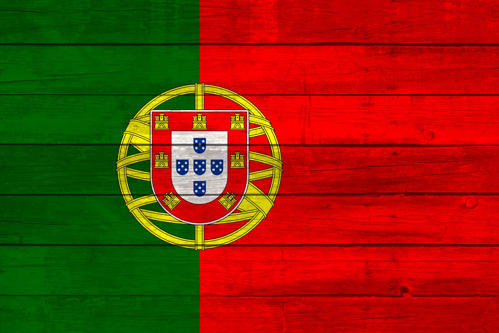 Portugal National Flag on Wood Canvas Print
