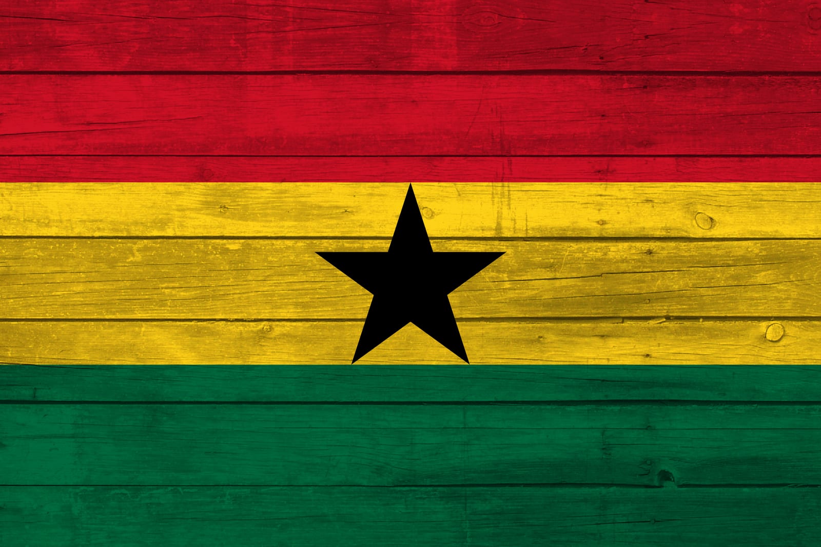 Ghana National Flag on Wood Canvas Print