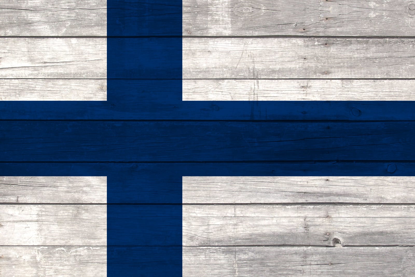 Finland National Flag on Wood Canvas Print