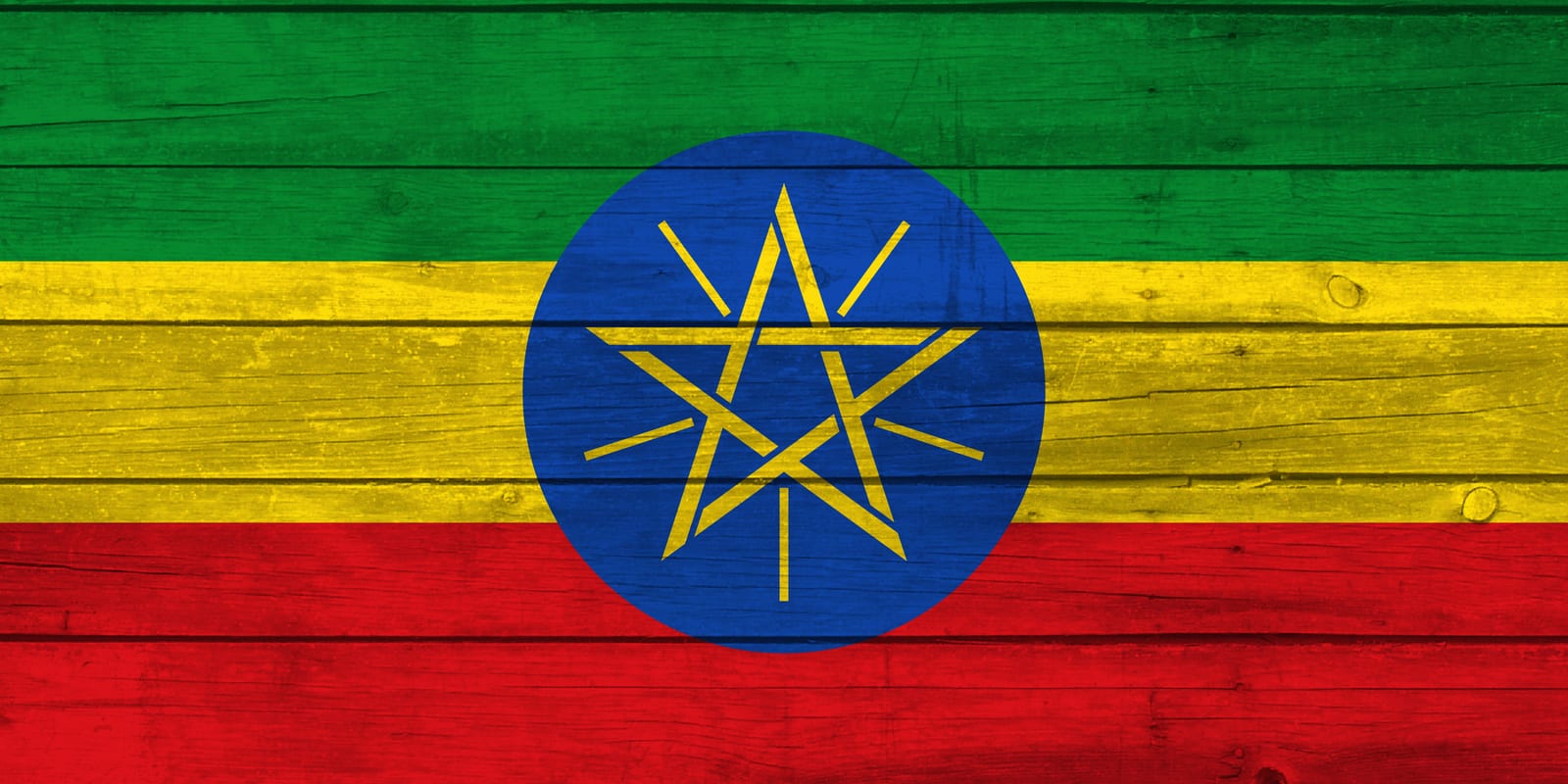 Ethiopia National Flag on Wood Canvas Print