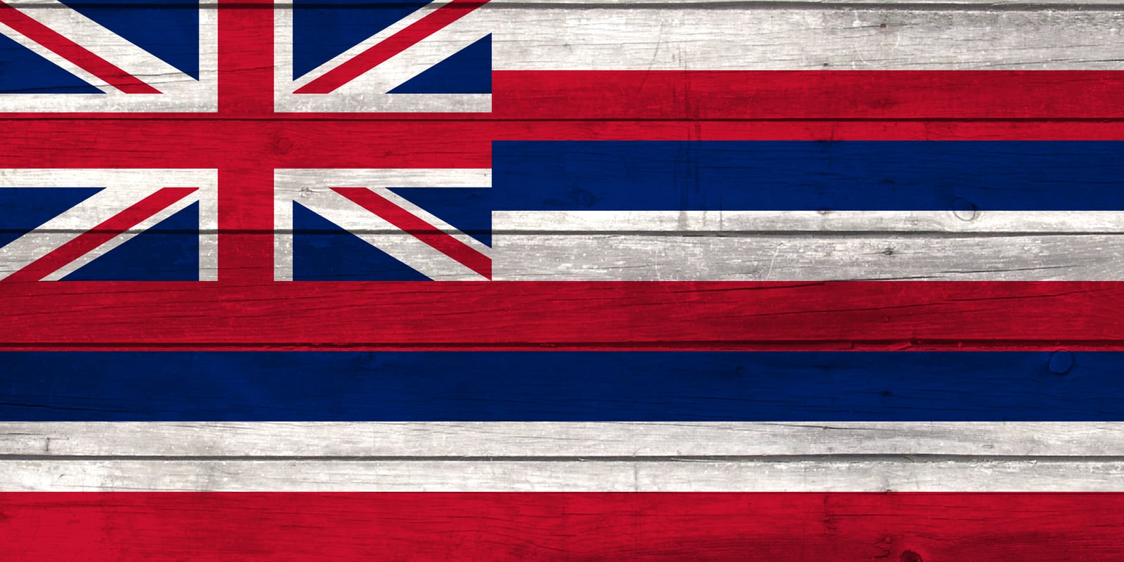 Hawaii State Flag on Wood Canvas Print