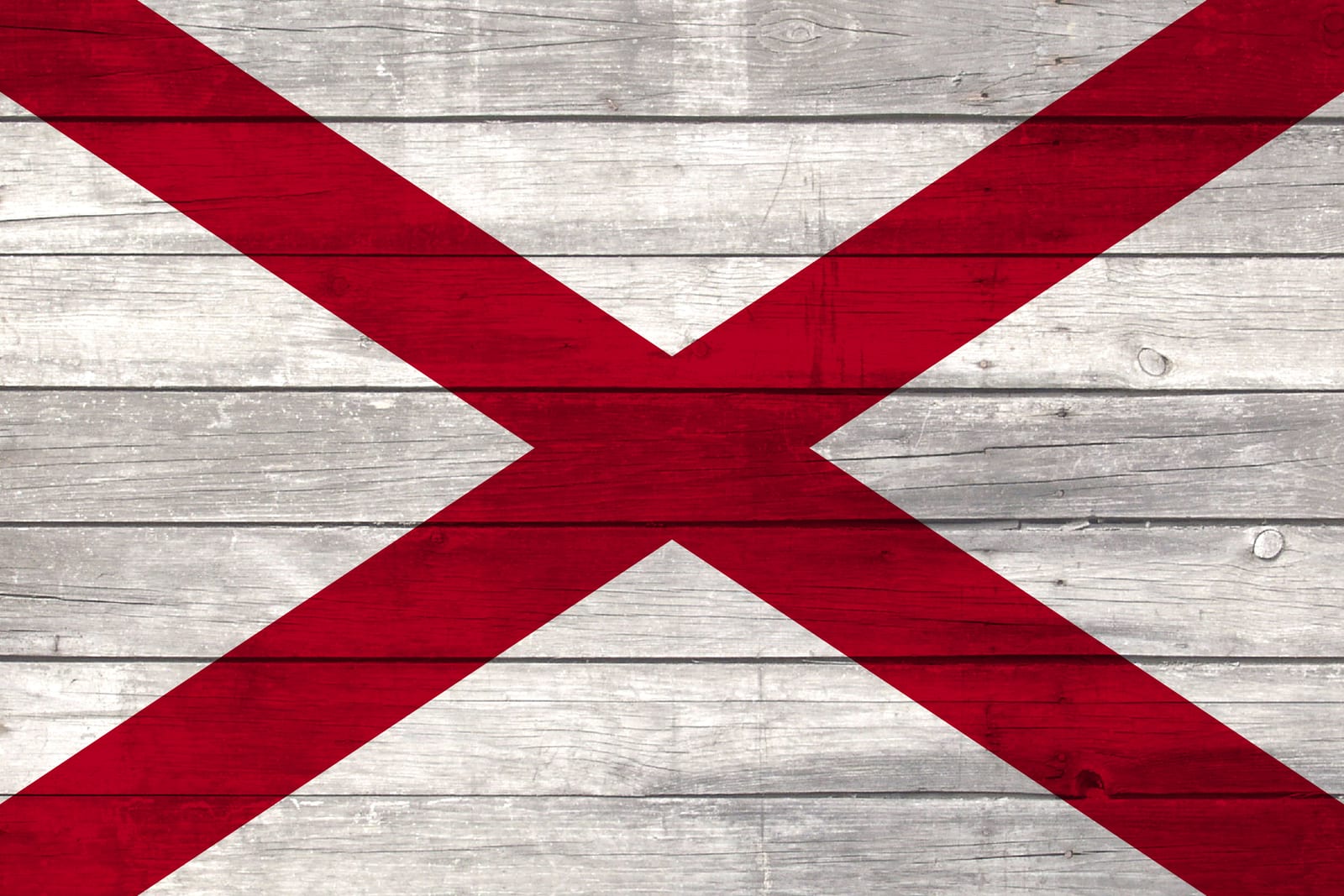 Alabama State Flag on Wood Canvas Print