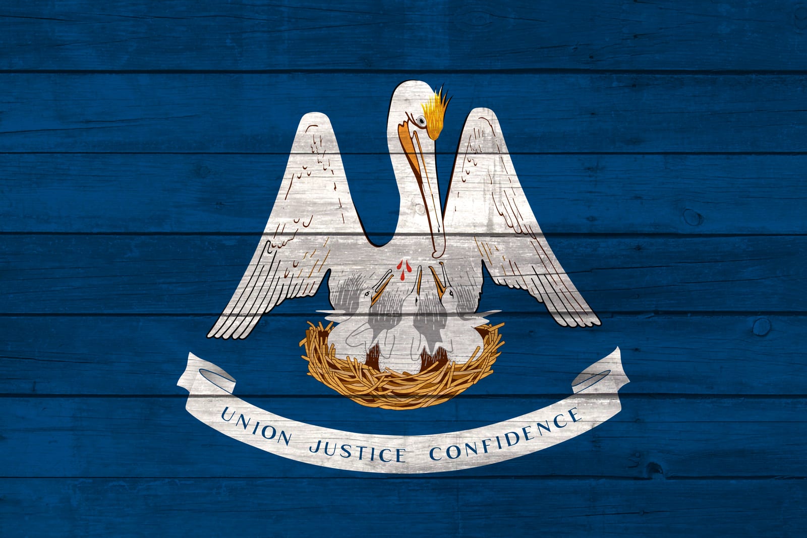 Louisiana State Flag on Wood Canvas Print