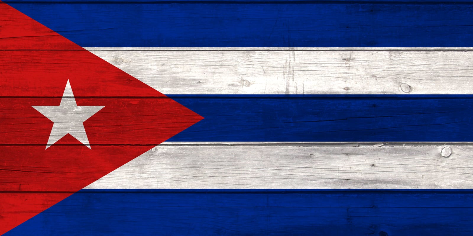Cuba National Flag on Wood Canvas Print