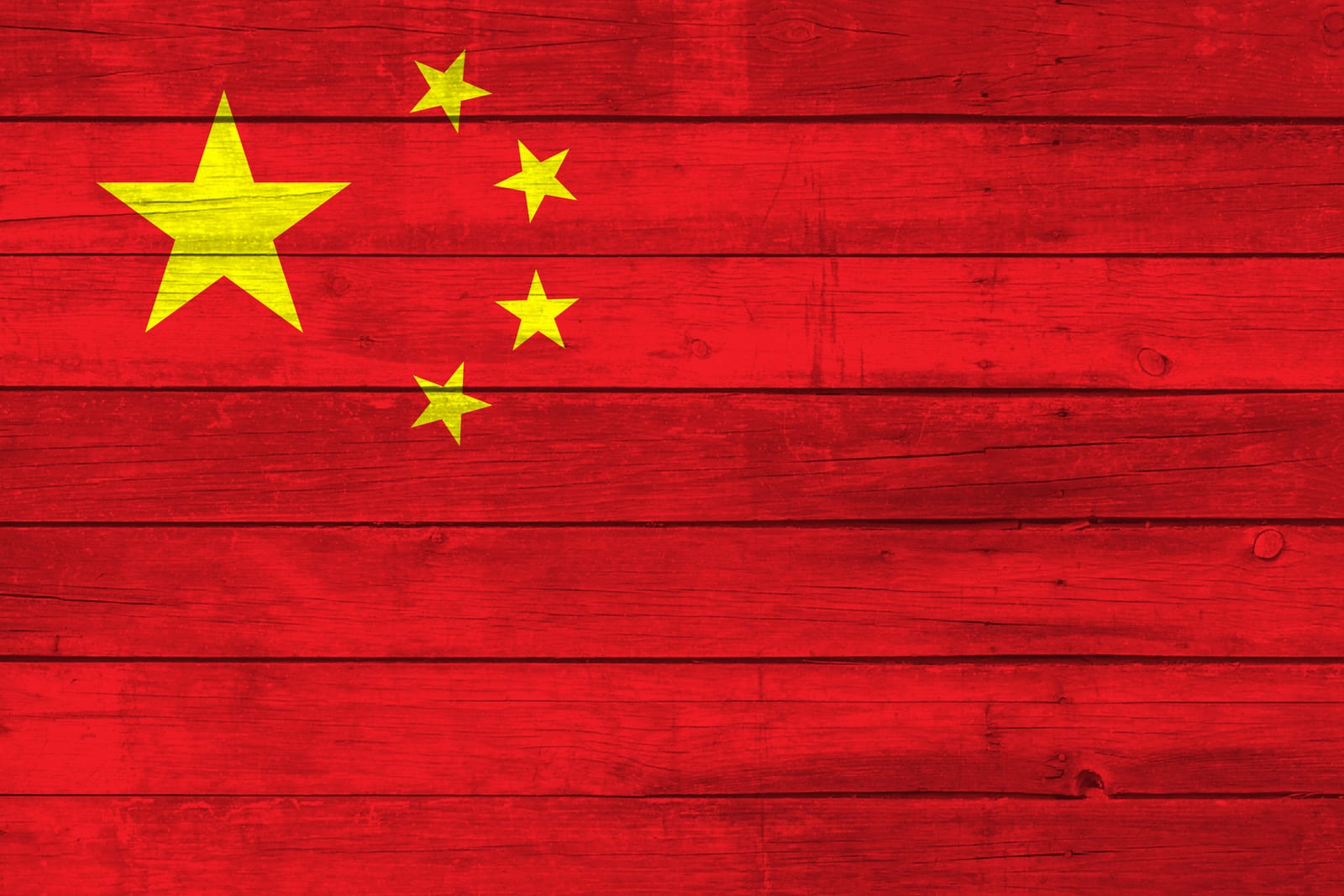 China National Flag on Wood Canvas Print