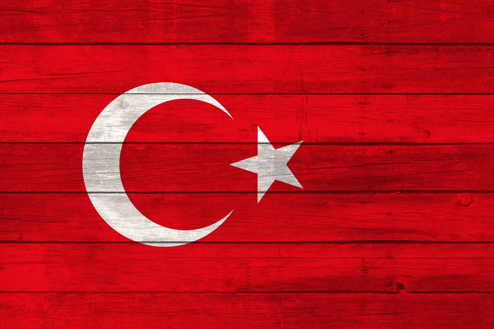 Turkey National Flag on Wood Canvas Print