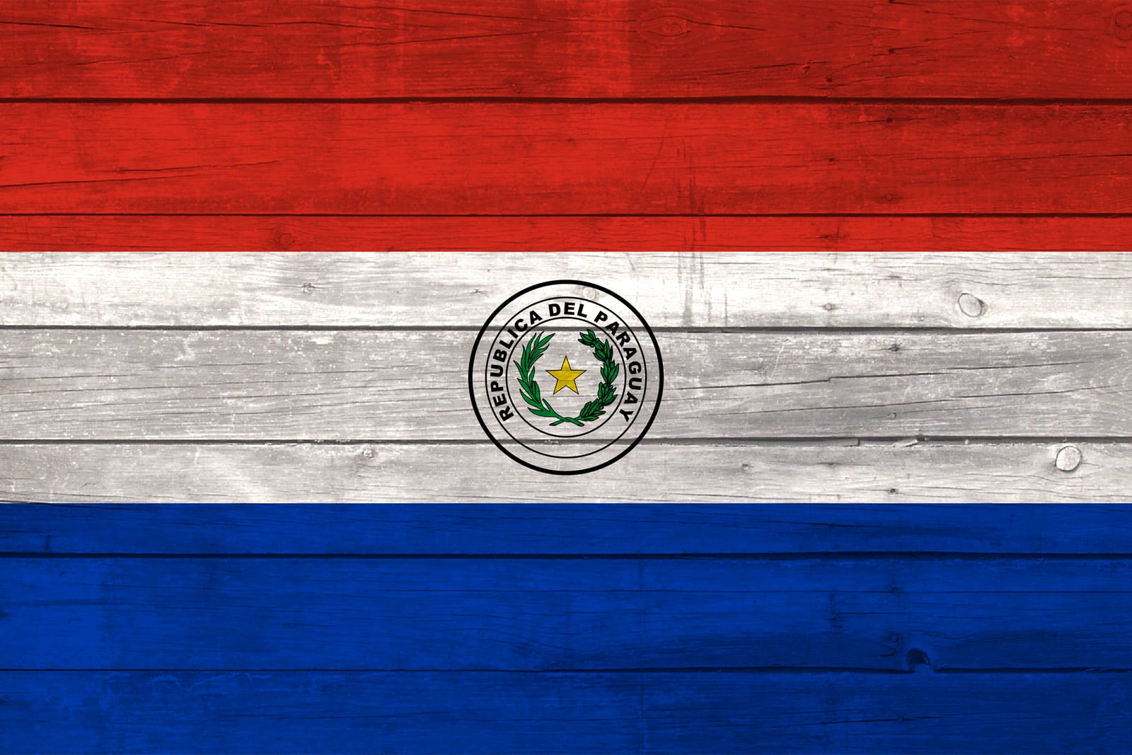 Paraguay National Flag on Wood Canvas Print