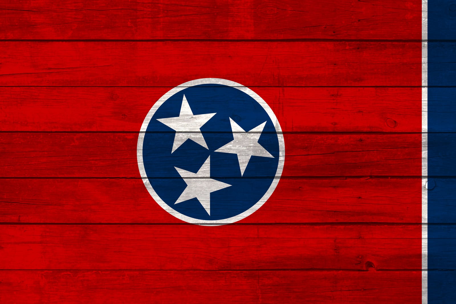 Tennessee State Flag on Wood Canvas Print