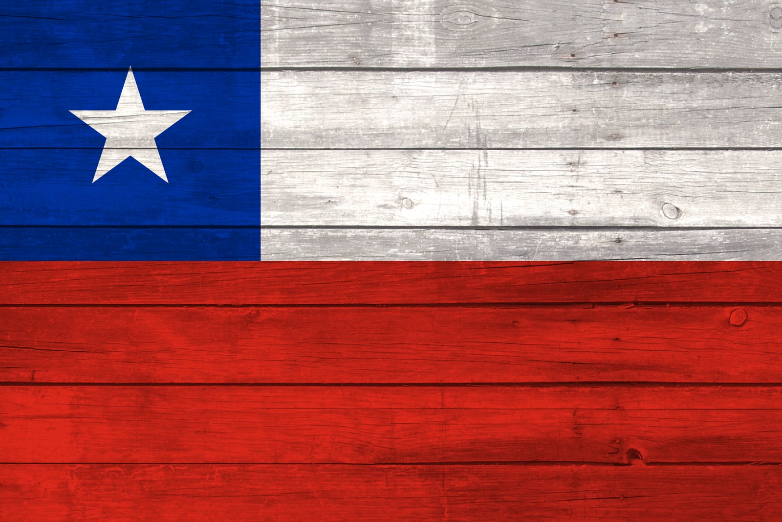 Chile National Flag on Wood Canvas Print