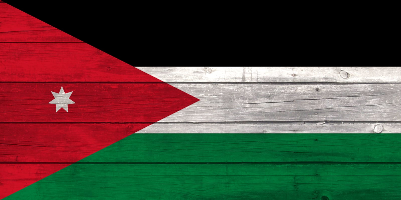 Jordan National Flag on Wood Canvas Print