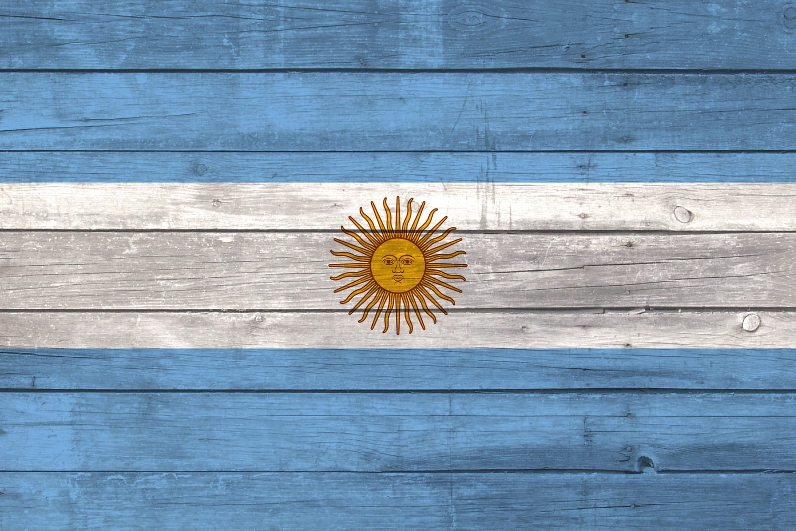Argentina National Flag on Wood Canvas Print