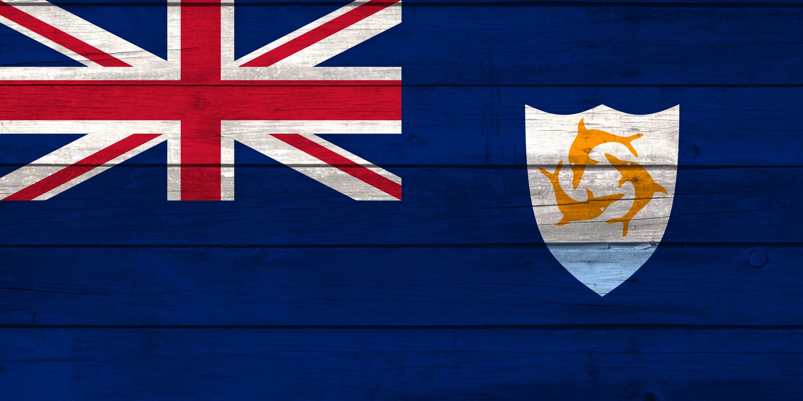 Anguilla Flag on Wood Canvas Print