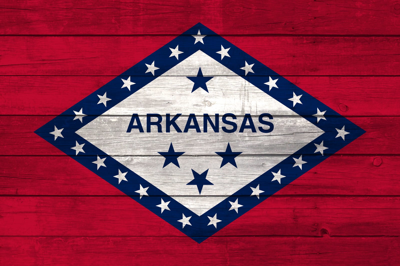 Arkansas State Flag on Wood Canvas Print